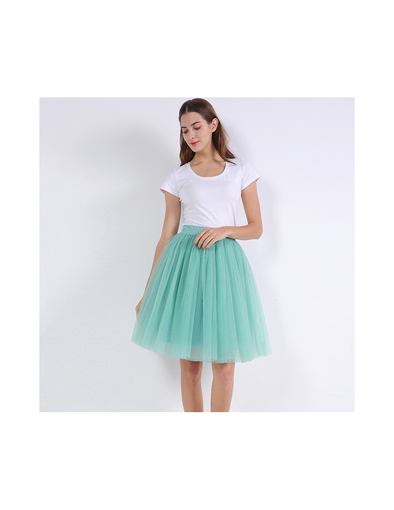 5 Layers 60cm Princess Midi Tulle Skirt Pleated Dance Tutu Skirts Womens Lolita Petticoat Jupe Saia faldas Party Puffy Skirt...