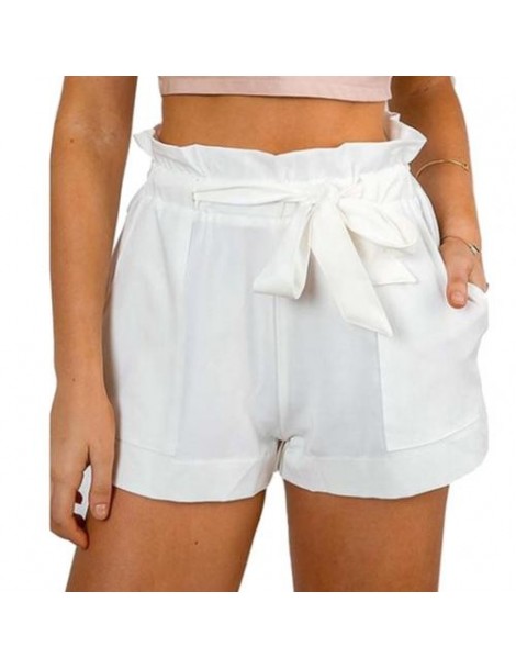 Shorts Summer Fashion Women Solid Color Elastic Belt Hot Shorts High Waist A-line Shorts - White - 5R111181465996-3 $8.51