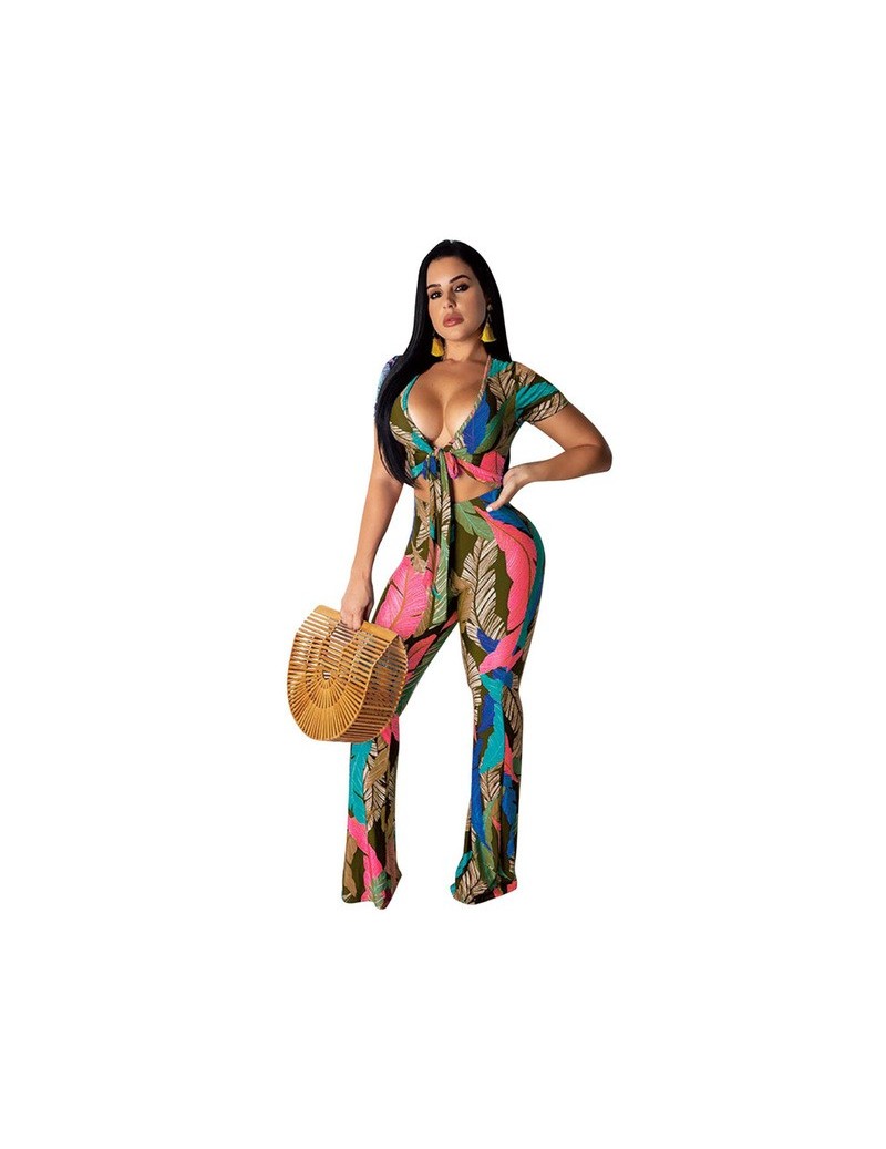 Women's Sets 2019 Summer Crop Top and loose Pants suit sexy 2 Piece Set Club Outfits Ladies Tracksuits SMR9299 - Pink - 57111...
