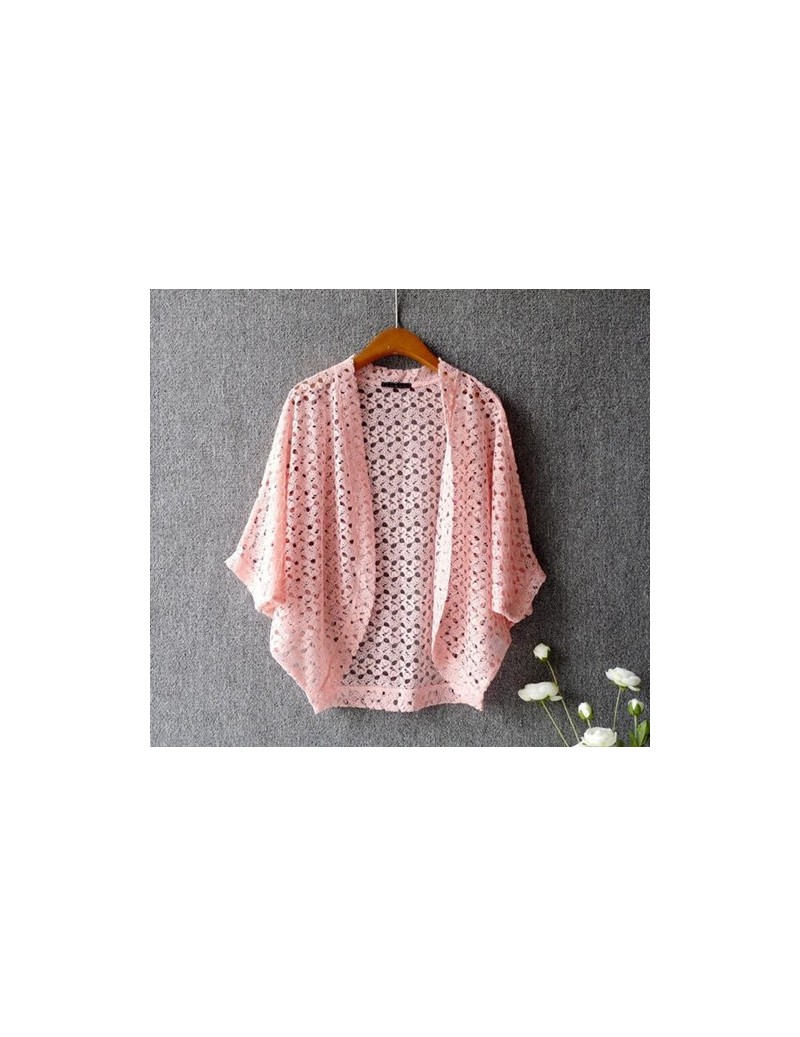 Women Lace Shrug Cute Casual V-Neck Batwing Sleeve Crocheted Hollow Out Lace Open Cardigan Solid Color Open Stitch Female Sh...