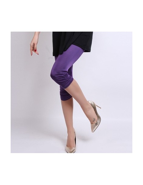 Leggings Women Leggings 100%Real Silk 3/4 length pants slim leggings Plus size Anti emptied bottoming pants light colors Blac...
