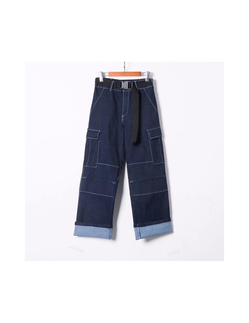 IAMGIA ACE DENIM PANT Hight waist Wide leg jeans Bella Hadid street wear Female Loose Trousers Jeans Capris patchwork jeans ...