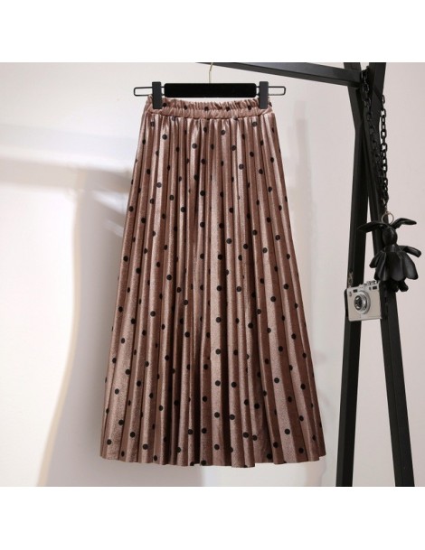 Skirts Pleated Skirts Women Spring Autumn Saia Midi High Waist Faldas Mujer Moda Plus Size Jupe Femme Vintage Velvet Dots Lad...