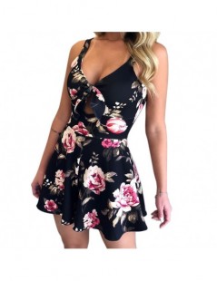 Rompers European Style Sexy Playsuit Woman Sleeveless V-neck Printed Clothes Bodysuit Casual Woman Playsuits - 1 - 4000084410...