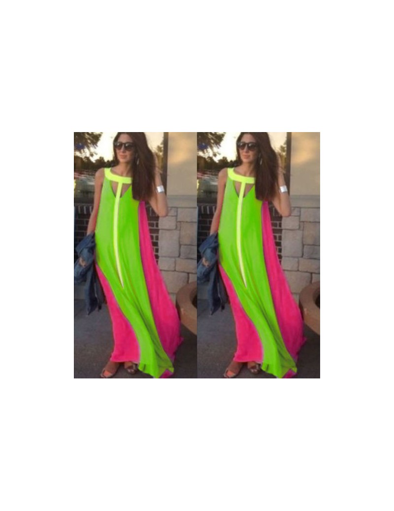 Dresses Women Summer Boho Long Maxi Evening Party Dress Beach Dresses Chiffon Dress - Green - 4P3994859555 $22.61
