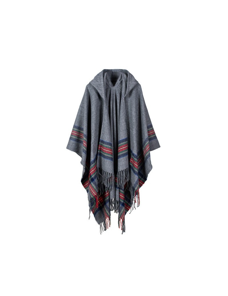 Cardigans 2019 Winter Striped Print Knitted Cardigan Women Poncho Cape Hooded Oversized Sweater Casual Long Cardigan Coat Out...