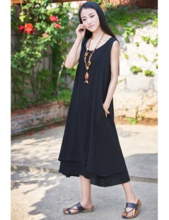 Dresses Solid Linen Sleeveless Women Dress Original Brand Casual Loose Tank Dresses Summer Mori girl style Vintage Linen Midi...