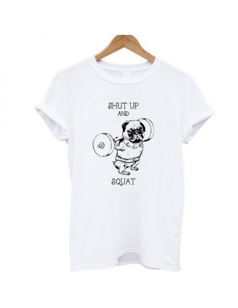 T-Shirts 100% cotton women T shirt casual loose design o-neck women cute pug print T-shirt summer Tshirt cute Tee shirt - W B...