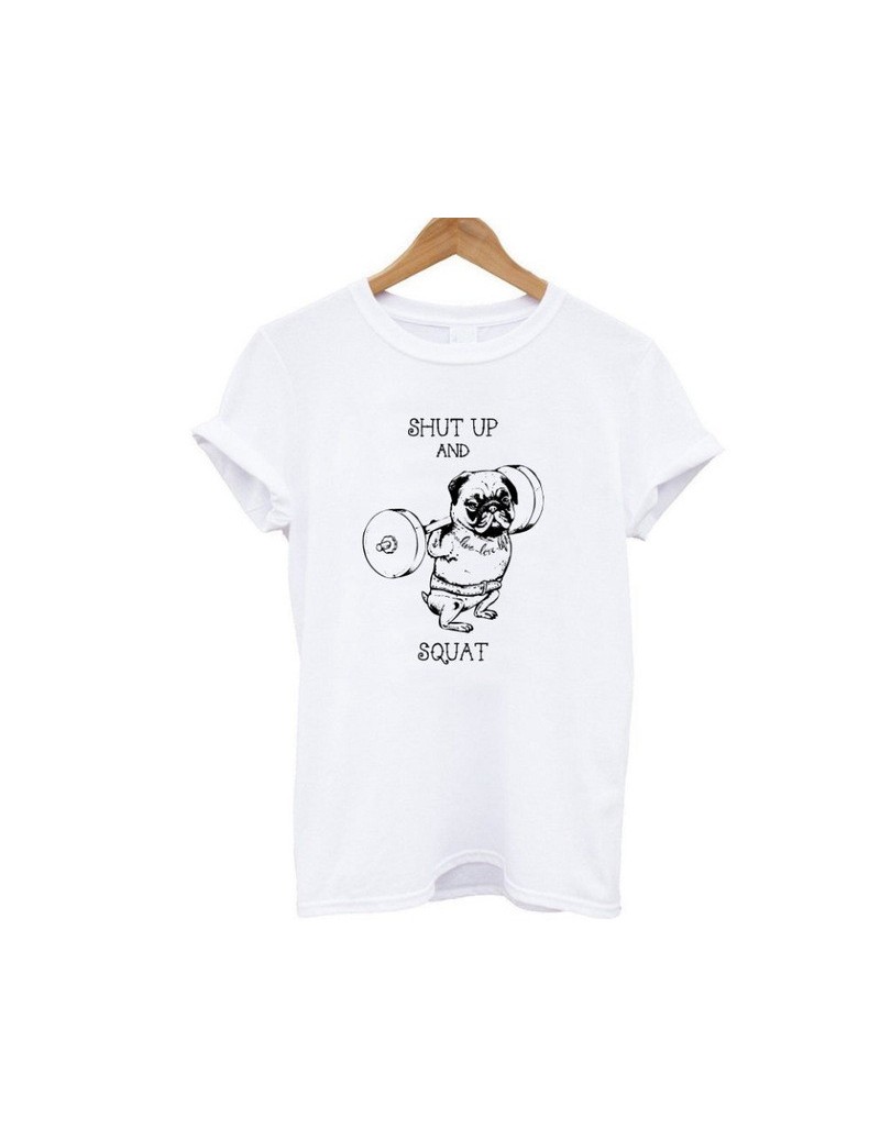 100% cotton women T shirt casual loose design o-neck women cute pug print T-shirt summer Tshirt cute Tee shirt - W BS - 4H39...