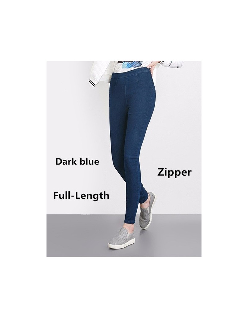 2017 Autumn Plus Size Casual Women Jeans Pant Slim Stretch Cotton Denim Trousers for woman Blue 4xl 5xl 6xl - Dark Blue Full...