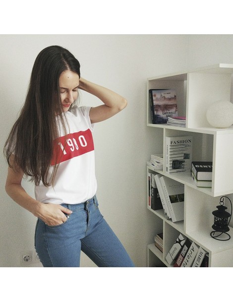 T-Shirts New Knitted T Shirts Women 1980 Tee Solid Ladies White Casual Top Female Summer T-shirt Autumn Print Letter T-shirt ...