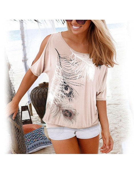 Blouses & Shirts Women Short Sleeve Blouse New Summer 2019 Casual O-Neck Shirt Loose Style Sexy Off Shoulder Fashion Print Bl...