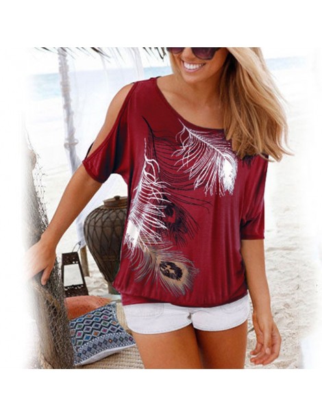 Blouses & Shirts Women Short Sleeve Blouse New Summer 2019 Casual O-Neck Shirt Loose Style Sexy Off Shoulder Fashion Print Bl...