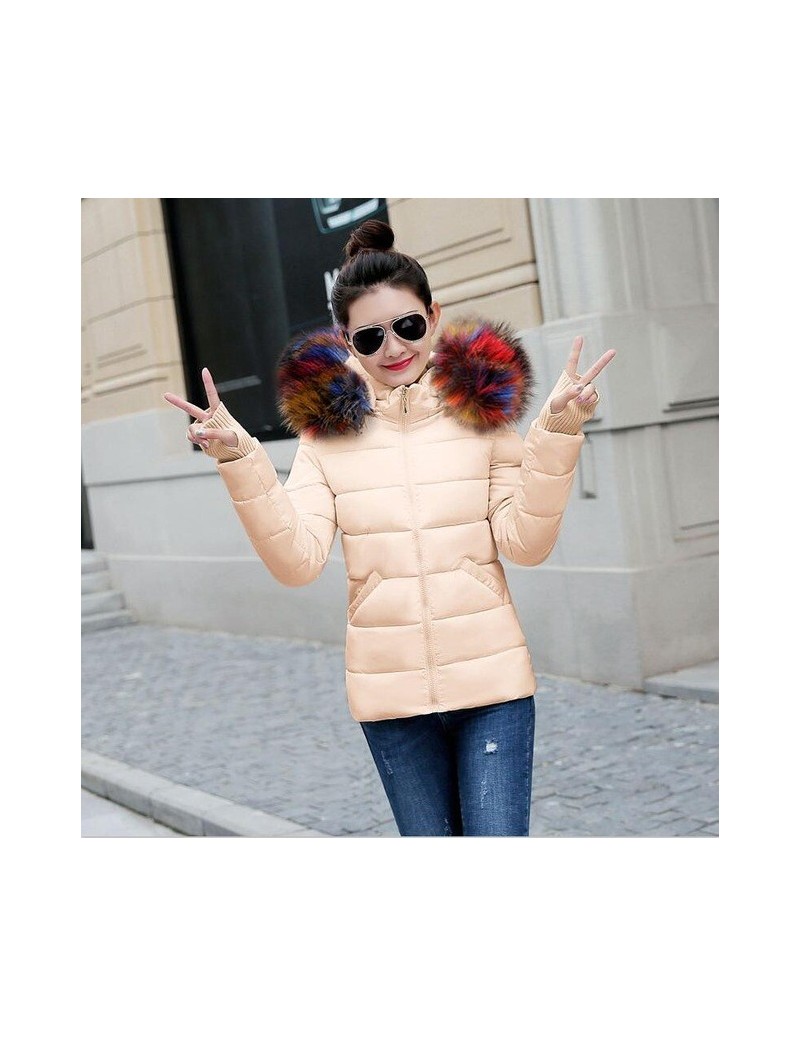 Parkas 2019 New Fashion Winter Jacket Women Fake Raccoon Fur Collar Winter Coat Women Parkas Warm Down Jacket Female outerwea...