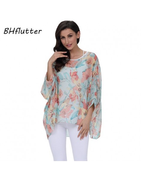 Blouses & Shirts 2018 Women Blouse Shirt Plus Size 4XL 5XL 6XL Batwing Sleeve Chiffon Tops Floral Print Casual Summer Blouses...