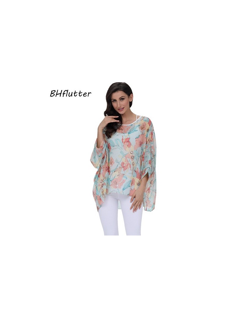 2018 Women Blouse Shirt Plus Size 4XL 5XL 6XL Batwing Sleeve Chiffon Tops Floral Print Casual Summer Blouses Blusas - pictur...