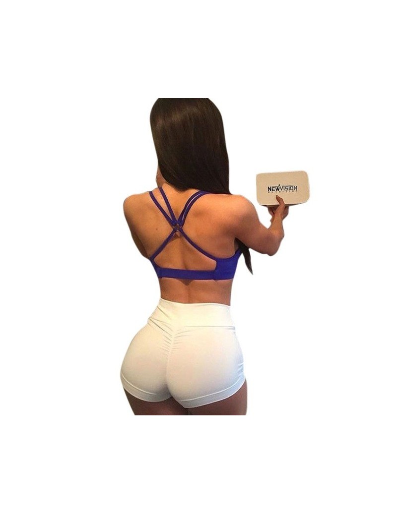 Shorts Women High Waist Back Ruched Hip Lifting Shorts Workout Stretch Gym Bottoms - White - 4O3051017035-3 $18.69