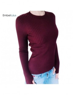 Pullovers Women Sweater Pullover Basic Rib Knitted Cotton Tops Solid Crew Neck Essential Jumper Long Sleeve Sweaters With Thu...