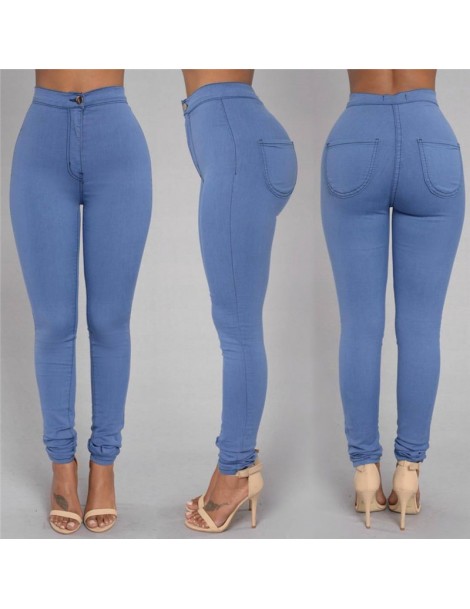 Jeans Solid Wash Skinny Jeans Woman High Waist NEW Denim Pants Plus Size Push Up Trousers 2018 warm Pencil Pants Female - Whi...