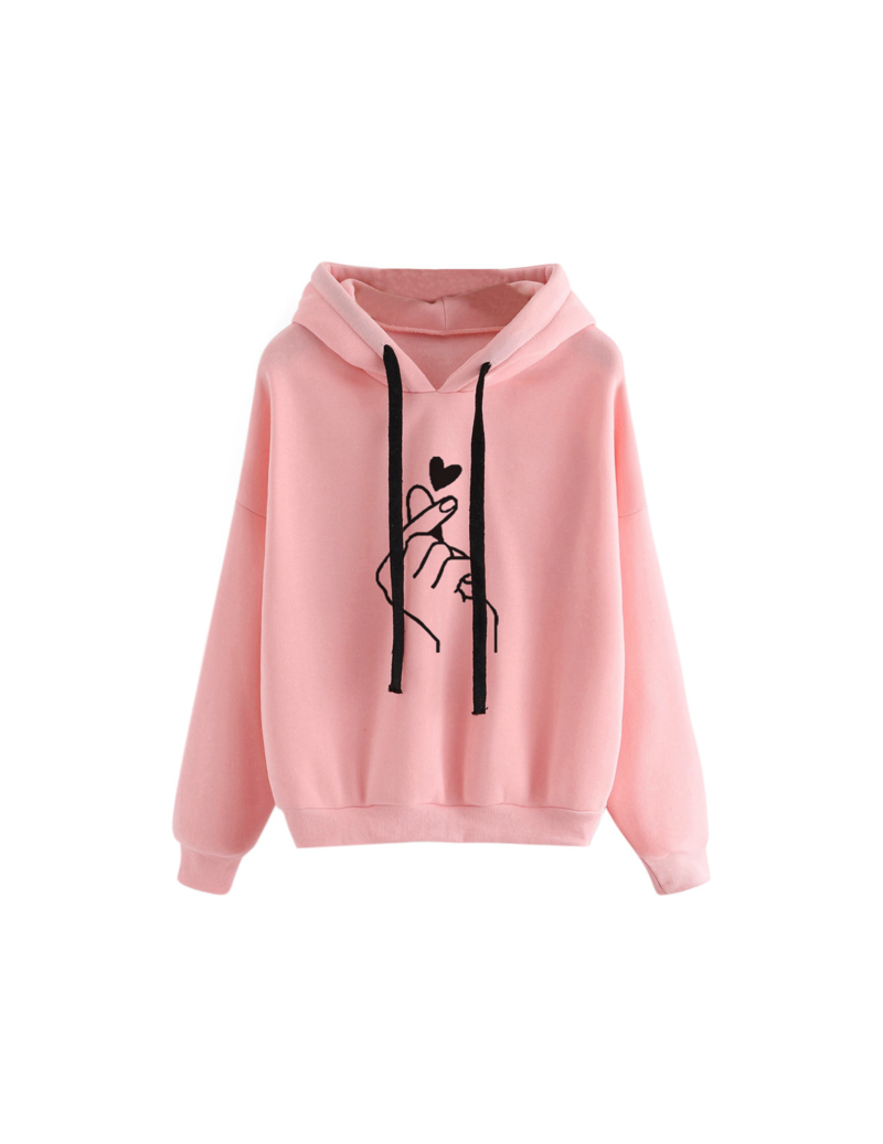 Womens Musical Notes Long Sleeve Hoodie Sweatshirt Hooded Pullover Tops Blouse - Pink - 444157308632-4