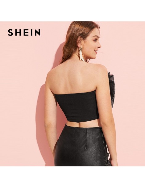 Tank Tops Black Exaggerate Bow Front Crop Bandeau Crop Slim Fit Top Women 2019 Summer Party Minimalist Basics Glamorous 2019 ...