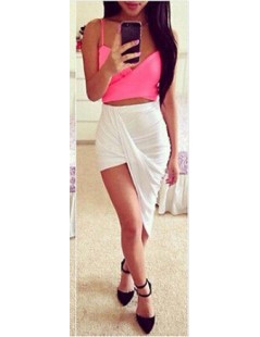 Skirts 1pcs/lot sexy fashion new solid high low wrapped elastic waist asymmetrical skirt draped cut out skirt pack hip - whit...