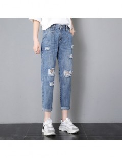 Jeans Ripped Hole Harem jeans for woman high waist Casual Retro blue plus size Ankle Length Straight denim Trousers for women...