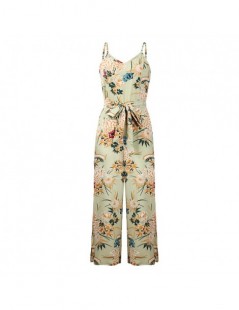 Jumpsuits Floral Split Strap Jumpuits women summer bohemian chiffon overalls sexy deep v beach print rompers backless wide le...
