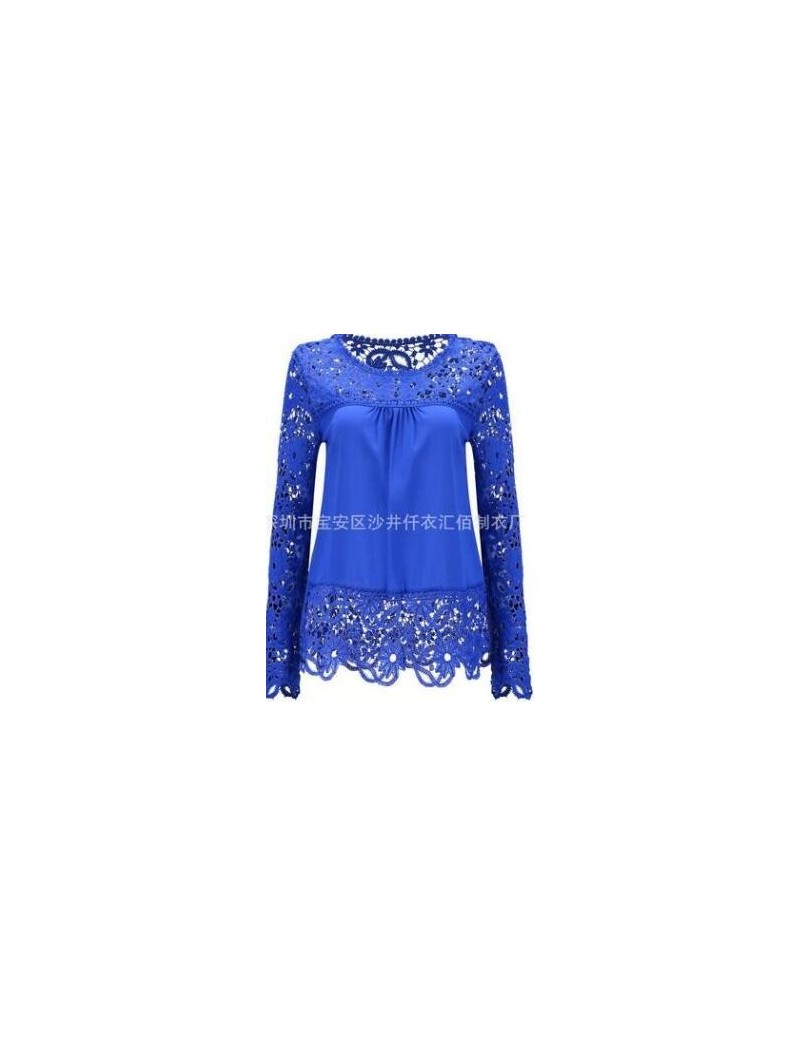 Blouses & Shirts Spring And Summer Pop Chiffon Blouses European American Women's Long-sleeved Hollow Out Flower Lace Blouses ...