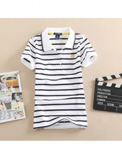 Polo Shirts 2019 New Stripe Print Slim Shirts Fashion Women Summer Top Cotton Embroidery Polo Style Casual Femme Tops Tee Sho...