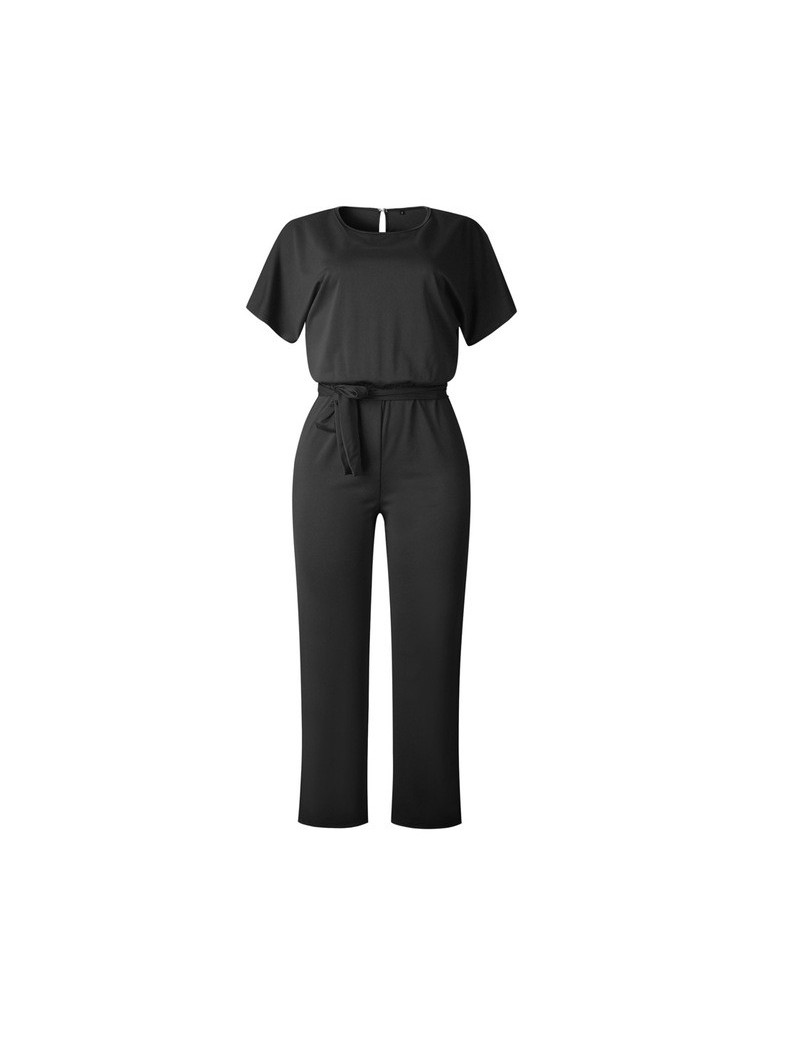 Elegant Casual Black Jumpsuits 2019 Summer Red 3XL Plus Size Rompers Women Bandage Long Pants Overalls High Waist Office Wea...