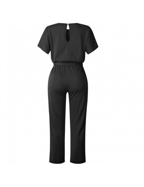 Jumpsuits Elegant Casual Black Jumpsuits 2019 Summer Red 3XL Plus Size Rompers Women Bandage Long Pants Overalls High Waist O...
