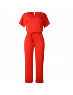 Jumpsuits Elegant Casual Black Jumpsuits 2019 Summer Red 3XL Plus Size Rompers Women Bandage Long Pants Overalls High Waist O...