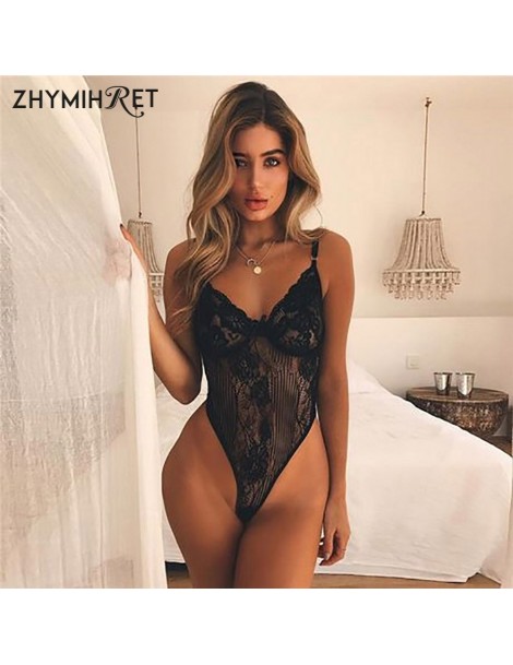 Bodysuits Sexy V Neck Neon Green Lace Bodysuit Embroidery Bowknot Hollow Out Catsuit Short Playsuit Women Transparent Body Fe...
