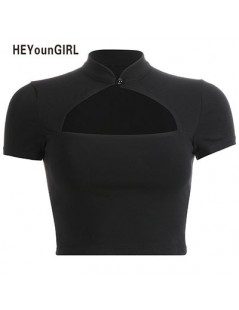 T-Shirts Chinese Style Casual Black Women T-shirts Harajuku Short Sleeve Crop Top T Shirt Hollow Out Sexy Tee Shirt Summer - ...
