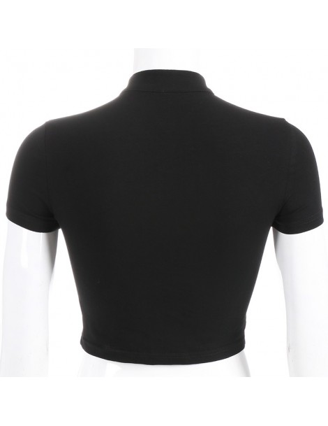 Chinese Style Casual Black Women T-shirts Harajuku Short Sleeve Crop ...