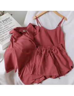 Women's Sets 2019 Chic Vest +Jacket +simple Pure Color Elastic Waist Shorts Three-piece Suit 3 Piece Outfits for Women summer...