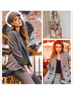 Pant Suits Chic costume Autumn Double Breasted Office Ladies Plaid Blazer suits sets Fashion Women Cuff roll long pants blaze...