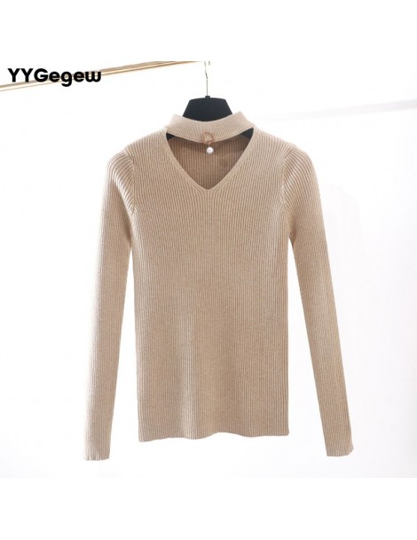 Pullovers sexy thick halter sweater Autumn Winter Sweater pullovers Women Slim V-neck Long Sleeve girl top female sweater - W...