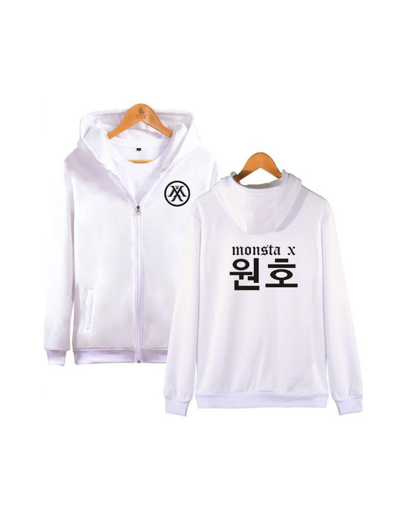 K-POP Monsta X Zipper Harajuku Hoodies Sweatshirt Women Men Winter Korean Fashion Hip Hop Fleece Hooded Jacket Moletom Femin...