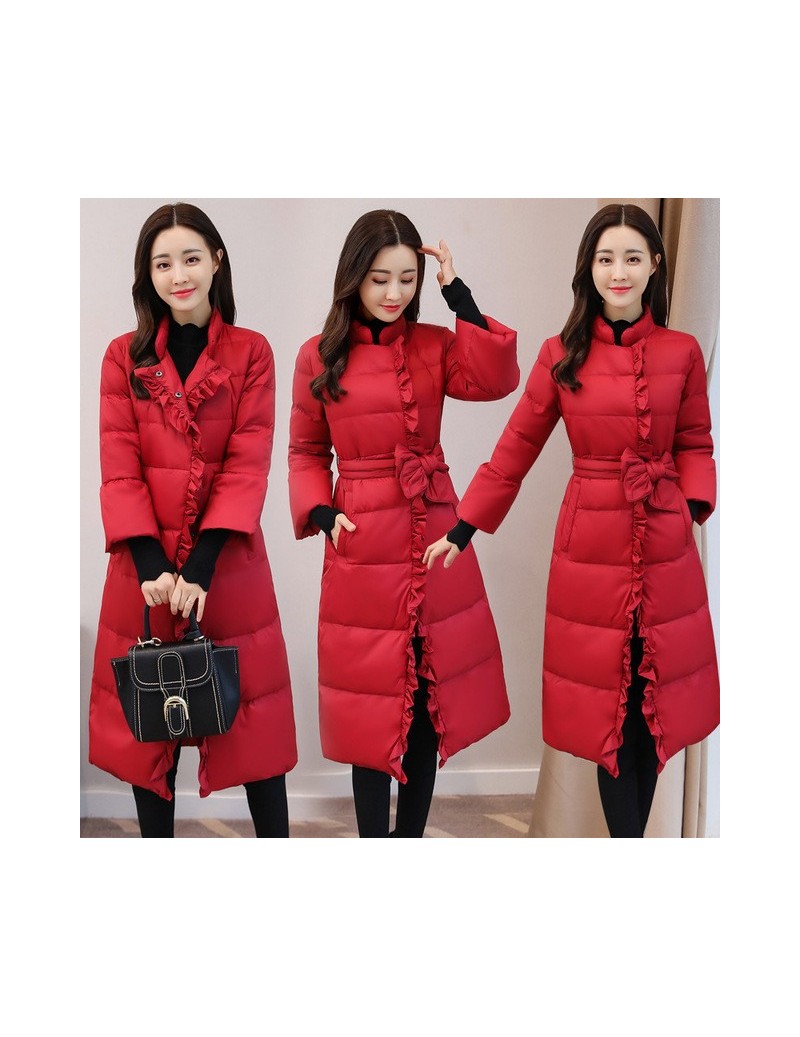 Parkas 2017 new Women Long lace Jackets Padded-Cotton Coats Winter 3/4 sleeve Warm Wadded Female Parkas fashion thick Outerwe...