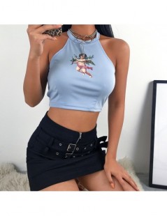 Tank Tops 2019 Spring New Women's Fashion Slim Printed Mesh Perspective Print angle T-Shirt slogan shirts tumblr clothing - P...