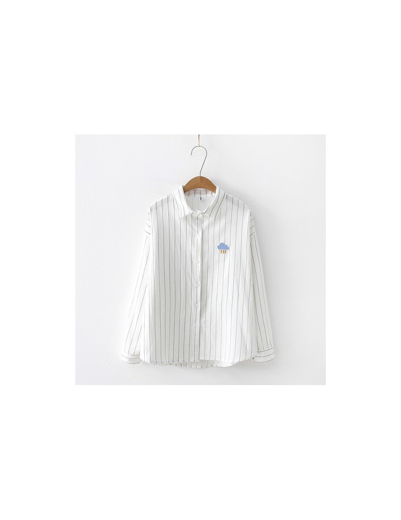 Blouses & Shirts Spring Autumn Women Korean Long Sleeve Office Blouse 2019 Kawaii Striped Shirt Female Harajuku Weather Embro...