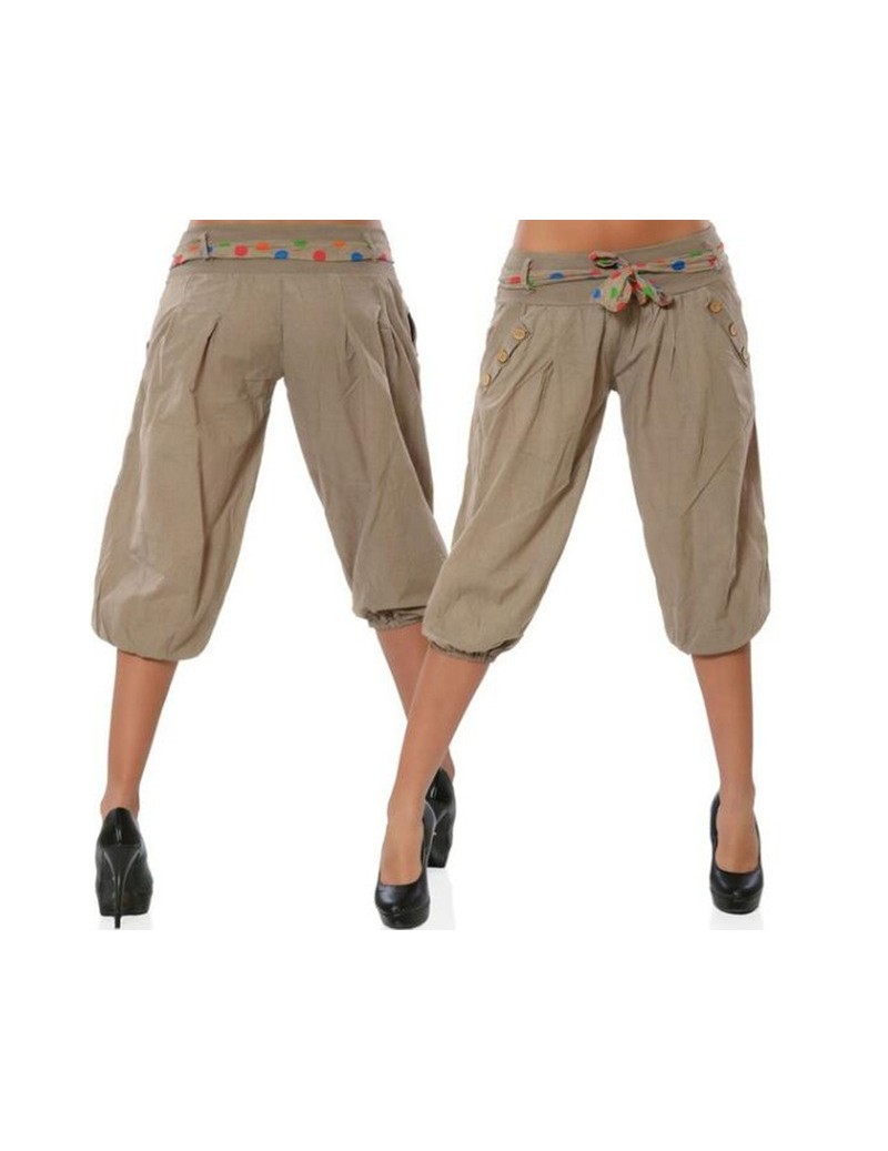 Pants & Capris Women Summer Casual Cropped Trousers Pant Elastic Waist Ice Silk Harem Pants Large Size Loose Baggy Harem Pant...