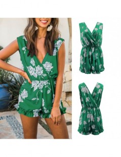 Rompers Droppshiping Women Floral Jumpsuit Sleeveless V Neck Jumper Playsuit Rompers Summer Beach J55 - YELLOW - 400008106509...