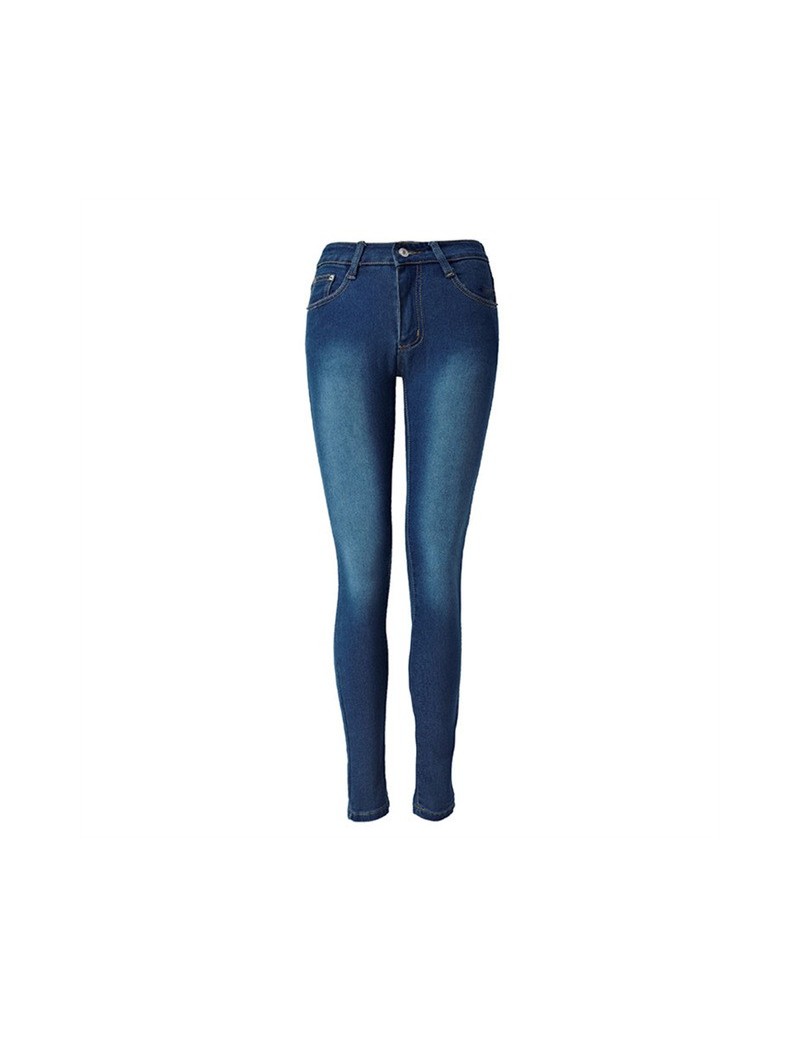 Jeans Europe 2019 New Fashion Leisure Dark Blue Jeans with High Waist Stretch Slim Pencil Pants Female Trousers Washed Jeans ...