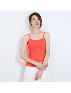 Camis Casual Low-cut Basic Spaghetti Straps Top Solid Color Cotton Women Camis - watermelon - 4K3943395529-6 $12.57