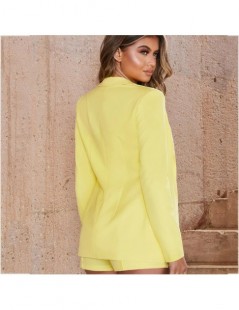 Women's Sets yellow blazer casual two piece set women long sleeve Suit High Waist Bag shorts set womens clothing streetwear f...