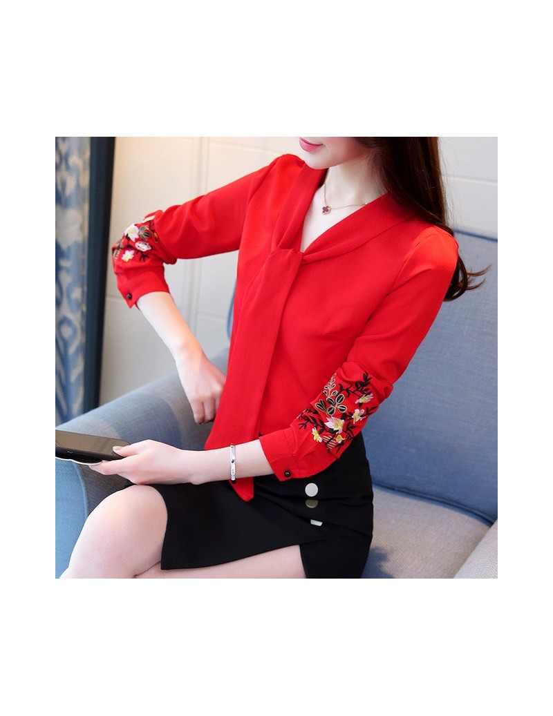 Blouses & Shirts 2018 spring new embroidered shirts women clothing long sleeve fashion blouses floral office lady blouses wom...