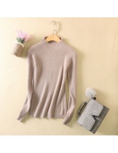 Pullovers 2017 New Autumn And Winter Sweaters Women Turtleneck Slim Sweater Semi-high Collar Cashmere Sweater Solid Color - C...